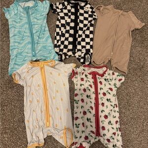 Set of 5 Baby romper sleepers bamboo 0-3 months